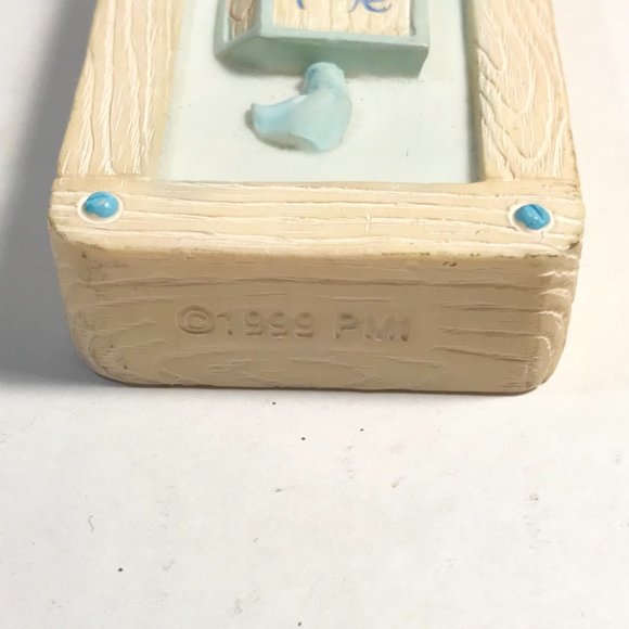 Vintage Baby Boy Cross Jesus Loves Me Precious Moments 8 x 5" Teddy Bear Blue - Picture 14 of 16